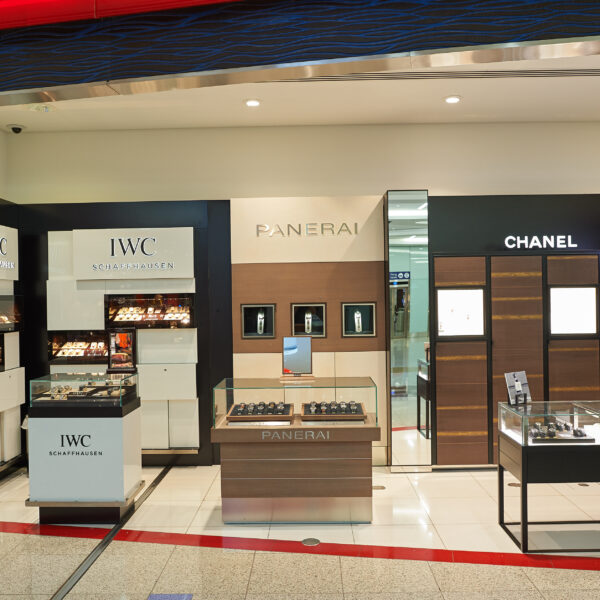 DUBAI, UAE - CIRCA NOVEMBER, 2015: various watches displayed at the store in Dubai International Airport.